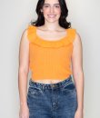 Ribbed Ruffle Crop Top by Double Zero