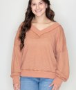 V-Neck Waffle Knit Top by La Miel