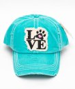 Paw Love Aqua Baseball Cap by Kbethos