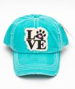 Paw Love Aqua Baseball Cap by Kbethos