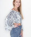 Bell Sleeve Smocked Crop Top by She and Sky