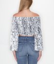 Bell Sleeve Smocked Crop Top by She and Sky
