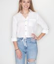 Drawstring Button Down Top by Timing