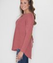 Faux Suede Elbow And Lace-Up Back Sweater by She and Sky