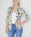 Yellow And Navy Plaid Button Down by Win Win