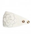 White Floral Knit Headband by CC