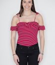 Striped Ribbed Bodysuit by Honey Punch