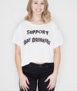 Support Day Drinking White Crop Top by May 23