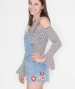 Floral Embroidery Denim Romper  by Love Tree