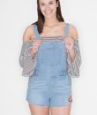 Floral Embroidery Denim Romper  by Love Tree