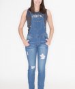 Distressed Denim Overalls by Love Tree