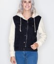 Denim and Fleece Contrast Jacket by Love Tree
