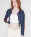 Rainbow Cropped Denim Jacket by Honey Punch