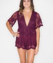 Embroidered Deep V Lace Romper by Wild Honey