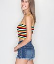 Striped Zipper Crop Top by Timing