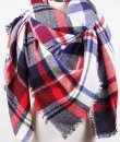 Navy Plaid Blanket Scarf by Love of Fashion